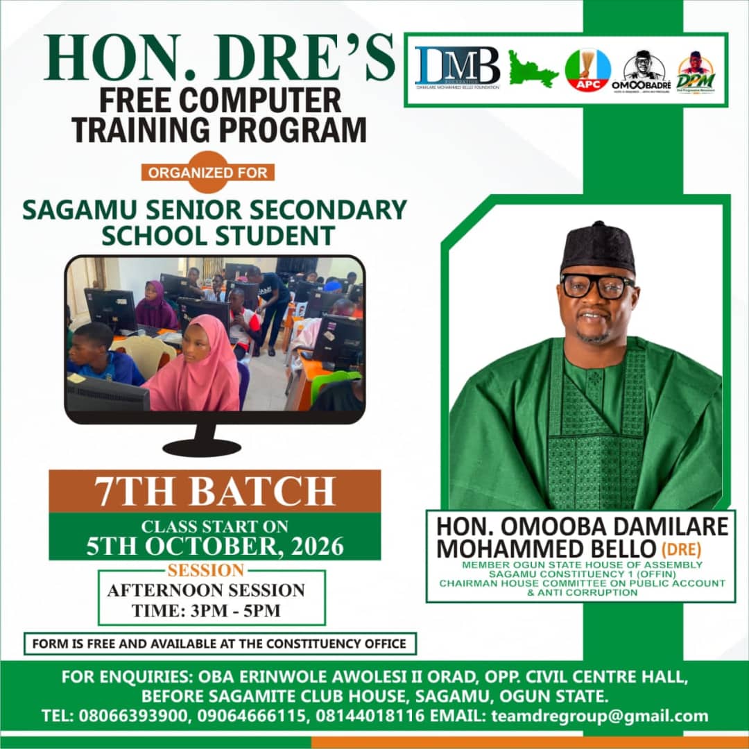 Hon. DRE Announces 7th Batch of Free Computer Training for Sagamu ...